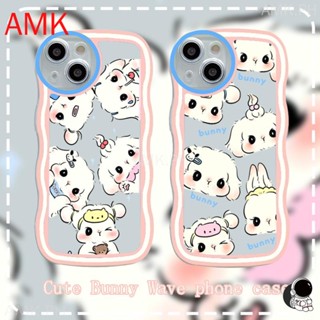 Amk เคส Xiaomi poco f4 Redmi 5 plus 6 9t 7 s2 y2 y3 Note 5 pro 6 4 4x ใส สวยงาม กระต่ายน่ารัก คลื่นคลื่น เคสโทรศัพท์ หยักเลนส์กล้อง ป้องกันเต็มรูปแบบ STDBL