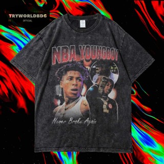 เสื้อยืดพิมพ์ลายแฟชั่น เสื้อยืด โอเวอร์ไซซ์ โอเวอร์ไซซ์ ลาย NBA YOUNGBOY NBA NEVER BROKE AGAIN VINTAGE RAP