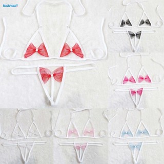 【HODRD】Swimwear White Black Womens Micro Bikini Set Blue Bra Top Female Lingerie【Fashion】