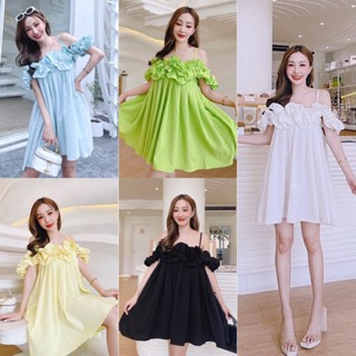 Molly dress มินิเดรสแต่งระบายรอบตัว เดรสสั้นทรงบาน