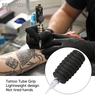 Scorpio313 20pcs Tattoo Tube Grip สีดำ 5RT ซิลิโคนน้ำหนักเบา Stableทิ้ง Tip Tubes 0.98in