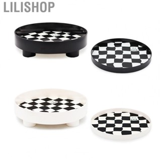 Lilishop Round Storage Tray  Simple Fashion Large  Organizer Tray Sturdy Cute Checkerboard Design  for Home