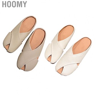 Hoomy Lady PU Leather Slippers  Prevent Slip Versatile Shock Absorbing Women Closed Toe Slippers  for Shopping Dating for Spring