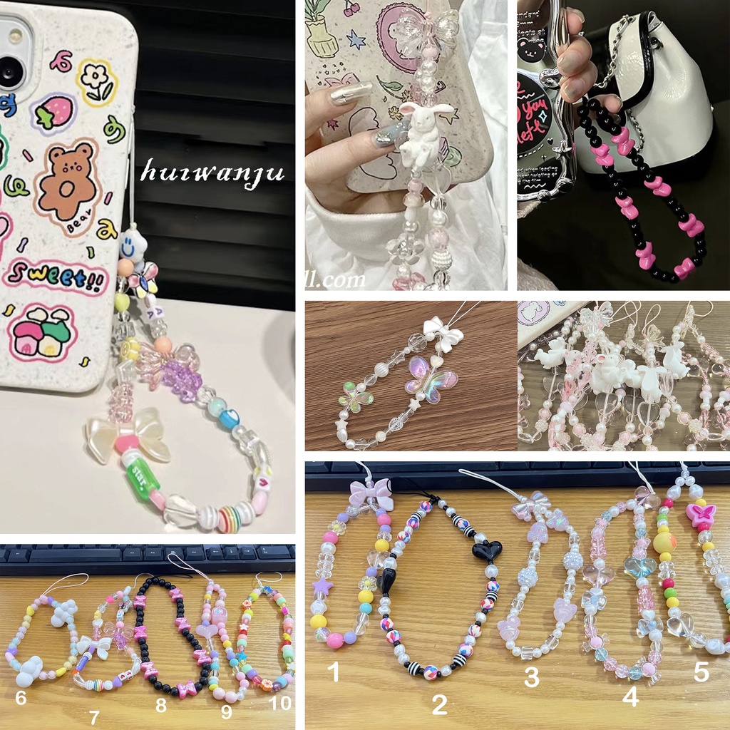 Ins จี้การ์ตูน สร้อยข้อมือ ลูกปัด เหมาะสําหรับ เคสโทรศัพท์มือถือ กันตก DIY อุปกรณ์เสริมโทรศัพท์มือถือ น่ารัก ผู้หญิง แบบพกพา สายรัดข้อมือ สร้อยข้อมือ