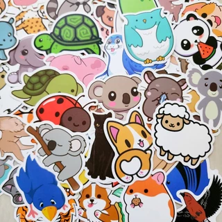สติ๊กเกอร์ รวมรูปสัตว์ (100ชิ้น) สัตว์บก สัตว์น้ำ สัตว์เลี้ยง สัตว์ปีก แมลง นก ช้าง แกะ แมว ปลา หมา เพนกวิน Animal st...