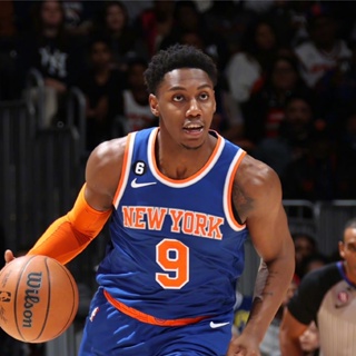 เสื้อกีฬาบาสเก็ตบอล แขนกุด ลายทีม New York Knicks NO.9 RJ Barrett 22-23 Season สําหรับผู้ชาย