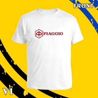 เสื้อยืด คอกลม แขนสั้น Vespa PIAGGIO LOGO  สกรีน Flex pu  ขอบสวย คมชัด ผ้า cotton 100%