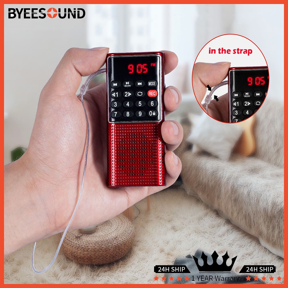 มินิแบบพกพากระเป๋าวิทยุ FM มือถือ MP3 Walkman วิทยุพร้อมเครื่องบันทึกแบตเตอรี่ชาร์จสําหรับ Walkman Go เดินป่า
