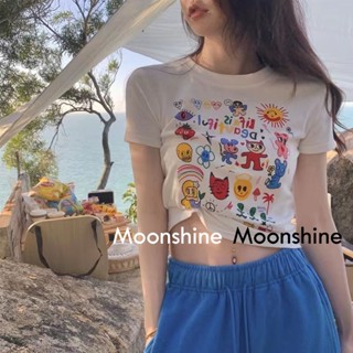 Moon  เสื้อครอป เสื้อแฟชั่นผู้หญิง y2k สีพื้น สําหรับผู้หญิง ใส่ไปคลับ ปาร์ตี้ 2023 สบาย Trendy พิเศษ ทันสมัย A29J1K2 36Z230909