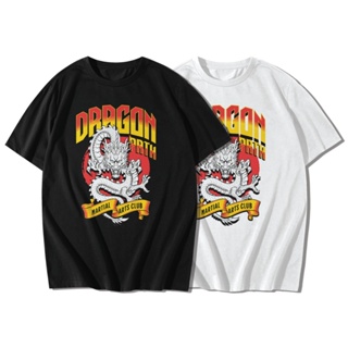 เสื้อยืด "DRAGON PATH" เสื้อยืดคอกลม เสื้อยืดแขนสั้น Cotton 100% _สีดำ สีขาว