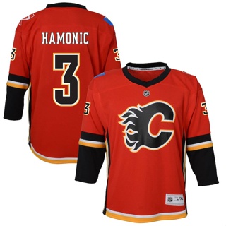 Hq1 NHL เสื้อกีฬาแขนยาว ลายเปลวไฟ Calgary Travis Hamonic Hockey พลัสไซซ์ QH1