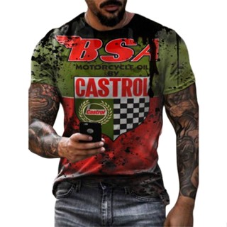  เสื้อยืดแขนสั้นลําลอง พิมพ์ลาย Castrol 3 มิติ ขนาดใหญ่ สไตล์วินเทจ สําหรับผู้ชาย