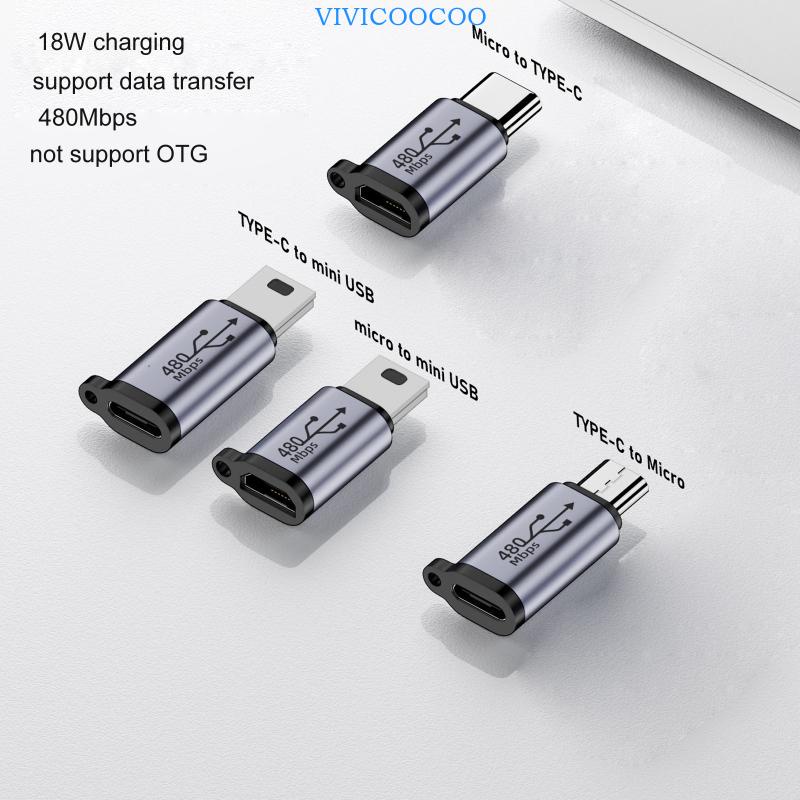 Vivi อะแดปเตอร์อลูมิเนียม Usb-C To Micro Usb Mini Usb สําหรับโทรศัพท์มือถือแท็บเล็ตกล้อง
