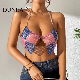 Dunea เสื้อชั้นใน สายคล้องคอ เซ็กซี่ เย็บพลอย สําหรับผู้หญิง