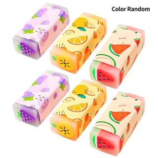 6pcs Gift Long Lasting For Kids School Party Office Students Stationary Drawing Random Style Cute Fruit Pencil Eraser