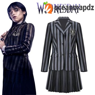 Oceanmapdz ชุดเครื่องแต่งกายคอสเพลย์ กระโปรง Nevermore Academy Wednesday Addams Photo Props The Addams Family สําหรับผู้หญิง ผู้ชาย