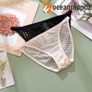 OCEANMAPDZ กางเกงชั้นใน ผ้าฝ้าย เอวต่ํา ลายสก๊อต สีโปร่งใส สําหรับเด็กผู้หญิง