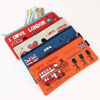 กระเป๋าดินสอ ผ้าออกซ์ฟอร์ด ลายการ์ตูนทหาร I Love London เหมาะกับของขวัญ สําหรับสํานักงาน จํานวน 1 ชิ้น