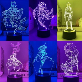 Sy7 โคมไฟกลางคืน Led รูปการ์ตูนอนิเมะ Beelzebul Eula Kokomi Thoma 3D ชาร์จ USB ของขวัญคริสต์มาส