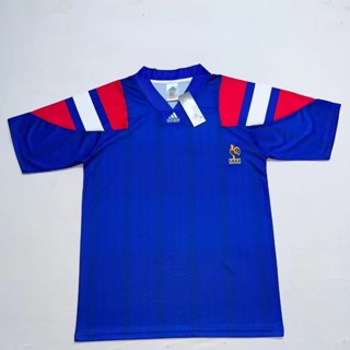 เสื้อกีฬาแขนสั้น ลายทีมชาติฟุตบอล France Retro Jersey 1992-1994 แห้งเร็ว ไซซ์ S-XXL สําหรับผู้ชาย AAA