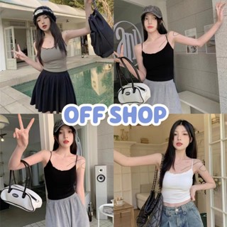 OFF SHOP พร้อมส่ง (OFF-91090) เสื้อสายเดี่ยว ผ้าไหมพรม ดีเทลขอบหยัก ผ้าร่องเล็ก -C