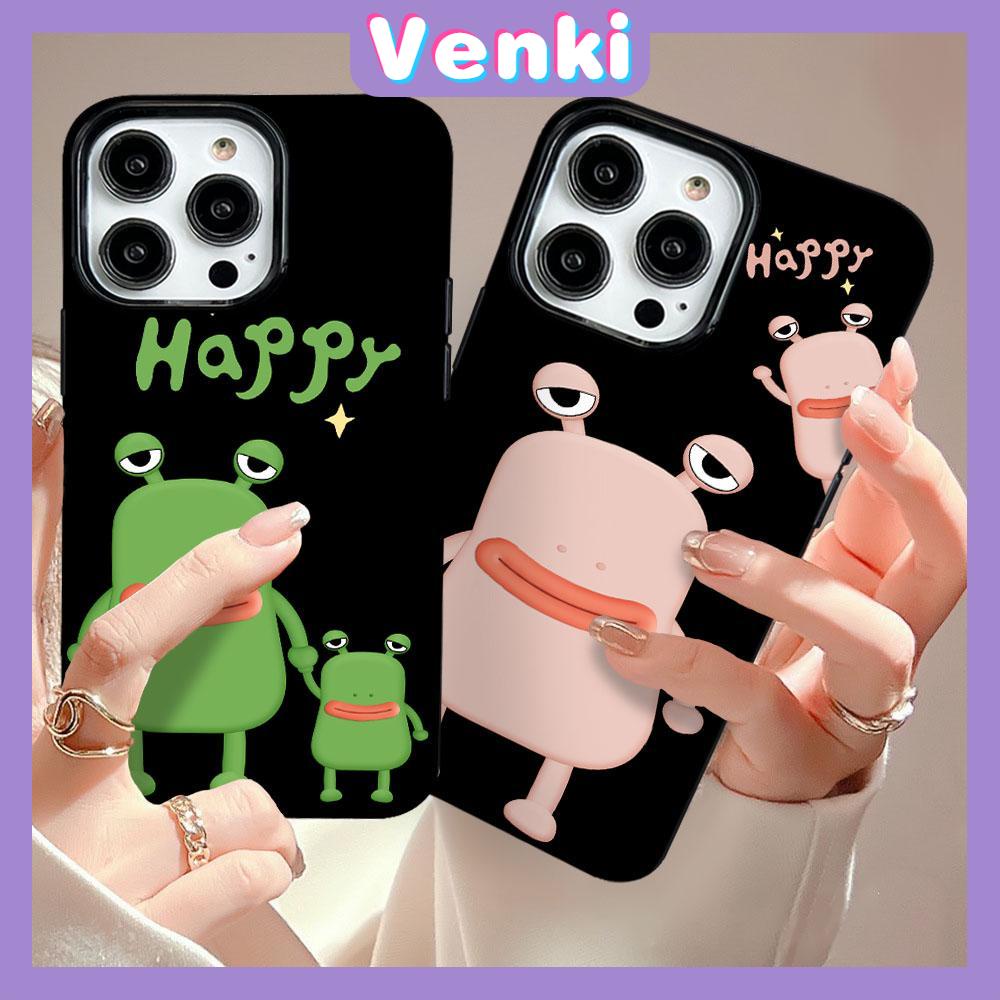 VENKI - For iPhone 11 iPhone Case Black Pink Gloss TPU Soft Shockproof Protection Camera Cute Sausage Mouth Frog Compatible with iPhone 14 13 Pro max 12 Pro Max xr xs max 7 8Plus