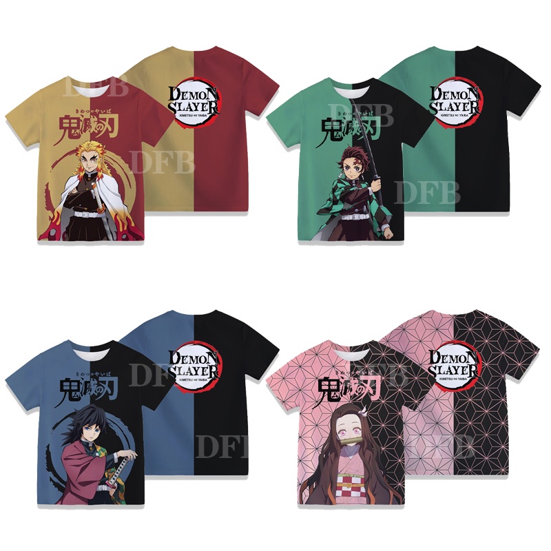 เสื้อยืดลายอนิเมะDemon Slayer แบบพิมพ์3D ระบายอากาศได้ดี เหมาะสำหรับการคอสเพลย์และการสวมใส่ประจำวันในฤดูร้อน