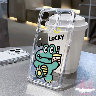 เคสโทรศัพท์มือถือแบบนิ่ม TPU ใส กันกระแทก กันรอยกล้อง ลาย Lucky Crocs สําหรับ iPhone 14 Plus 11 12 13 Pro Max X XR XS 7 8 Plus SE 2020