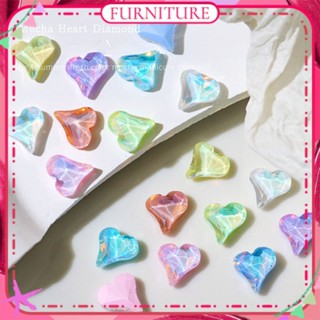 ♕ 20pcs Nail Art Mocha Crooked Heart Drill Jewelry Glass Pointed Bottom Drill Ice Through Peach Heart Love Nail Accessories Manicure Tool For Nail Shop FURNITURE