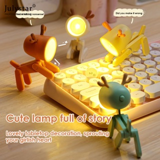 JULYSTAR Led Night Light Mini Cute Pet Light Ins ของขวัญนักเรียนการ์ตูนสัตว์เลี้ยงโคมไฟตั้งโต๊ะพับได้ห้องเด็กข้างเตียงห้องนอนห้องนั่งเล่นตกแต่งพร้อมแบตเตอรี่