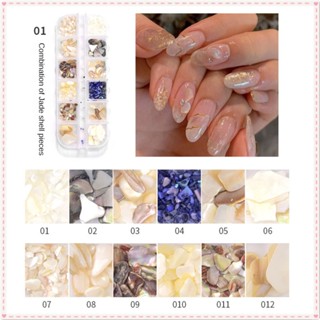 12 Grids Nail Art Natural Abalone Slices Thin Shell Slice Rivet Jewelry Mixed Super Flash Colourful Nail Decoration Manciure Tool For Nail Shop JOYFEEL