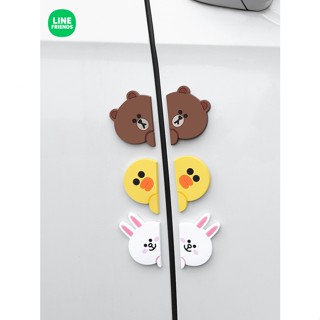 [Line Friends] แถบป้องกันการชนประตูรถยนต์ / สติกเกอร์ป้องกันการชนด้านข้างประตูรถยนต์ ลายการ์ตูน / บล็อกป้องกันการชนกระจกมองหลัง