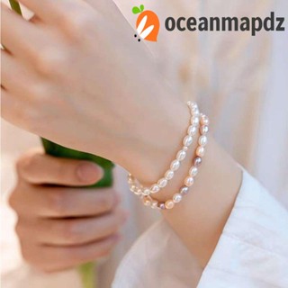 OCEANMAPDZ สร้อยข้อมือ ประดับมุกน้ําจืด น่ารัก อินเทรนด์ เหมาะกับของขวัญ สําหรับผู้หญิง