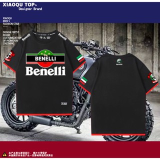 T-shirt  benelli Benelli มอเตอร์ไซค์คู่รักเสื้อยืดแขนสั้นผู้ชายและผู้หญิงผ้าฝ้ายครึ่งแขนS-5XL