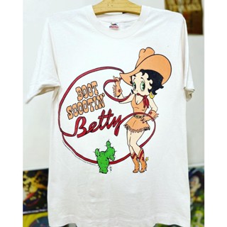 เสื้อยืดแขนสั้น ผ้าฝ้าย พิมพ์ลายการ์ตูนอนิเมะ Miss Betty Boop แฟชั่นฤดูร้อน สําหรับคู่รัก