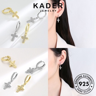 Kader Jewelry ต่างหูห่วงเงิน 925 ประดับโมอิส สีทอง เรียบง่าย เครื่องประดับ สําหรับผู้หญิง M093