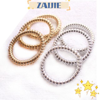 Zaijie24 ที่คาดผมหางม้า แบบยืดหยุ่น สีทอง เงิน แฟชั่น 10 ชิ้น