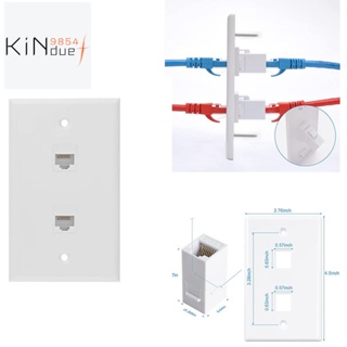 แผ่นผนังอีเธอร์เน็ต Cat6 ตัวเมีย เป็นตัวเมีย RJ45 2 พอร์ต สีขาว