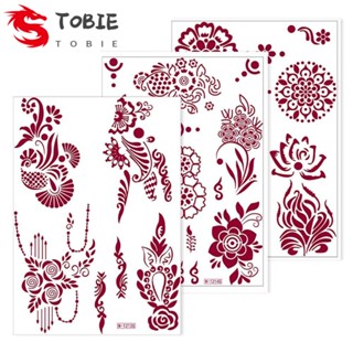 TOBIE รอยสักชั่วคราว แต่งลูกไม้ กันน้ํา สีน้ําตาล สีแดง สีขาว สําหรับแต่งหน้า