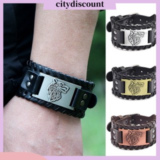 &lt;citydiscount&gt; กําไลข้อมือหนังถัก นิ่ม กว้าง ปรับได้ ของขวัญ สไตล์เรโทร เครื่องประดับ สําหรับผู้ชาย