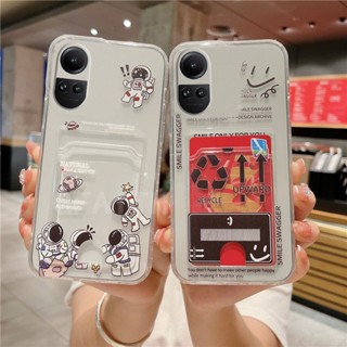 ใหม่ เคสโทรศัพท์มือถือ ซิลิโคน TPU ลายการ์ตูนนักบินอวกาศ รีไซเคิล พร้อมช่องใส่บัตร แฟชั่น สําหรับ Oppo Reno10 Reno 10 Pro 10 Pro+ 5G 2023 Reno10Pro+