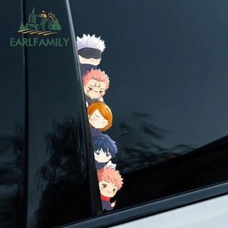 Earlfamily สติกเกอร์ ลายกราฟฟิติอนิเมะ Jujutsu Kaisen Chibi Peeker ขนาด 13 ซม. x 2.09 ซม. สําหรับตกแต่งรถยนต์ แล็ปท็อป