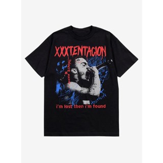 มีความสุข XXXTentacion Im Lost Then Im Found เสื้อยืดกราฟิกแฟชั่นสำหรับผู้ชายคอวีแขนสั้นลำลองผ้าฝ้าย 100%