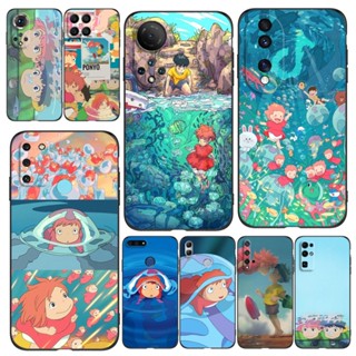 เคสโทรศัพท์มือถือ ซิลิโคนนิ่ม Tpu ลาย Ponyo on the Cliff สีดํา สําหรับ Honor X9 4G 5G 20 pro 30 20S 30 pro plus