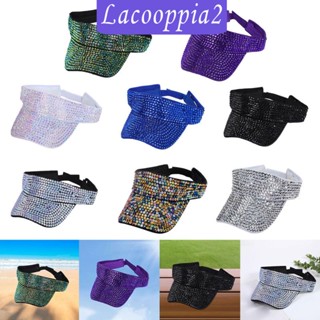 [Lacooppia2] หมวกบังแดด ประดับพลอยเทียม ปรับได้ กันลม เหมาะกับชายหาด ฤดูร้อน สําหรับผู้ใหญ่ ทุกเพศ