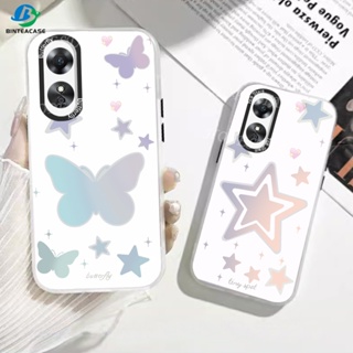 เคสมือถือ แบบแข็ง ลายผีเสื้อ ไล่โทนสี สําหรับ OPPO A17 A78 5G A57 2022 A15 A16 A16K A54 A53 A12 A5S A7 A3S A11k A31 A52 A92 A94 A93 A37 F9 A1K Reno 5 A76 A96 A36