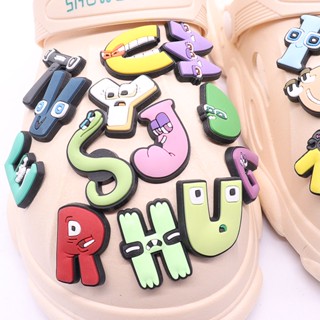 ตัวอักษร A-Z Crocs Jibbitz Jibits Charm Pin Alphabet Lore Shoe Charms ตัวอักษร Croc Jibbits น่ารัก สําหรับเด็ก อุปกรณ์ตกแต่งรองเท้า