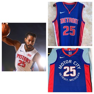 Detroit Pistons #25 Derrick Rose เสื้อสเวตเตอร์ของเสื้อบาสเก็ตบอล NBA Jersey