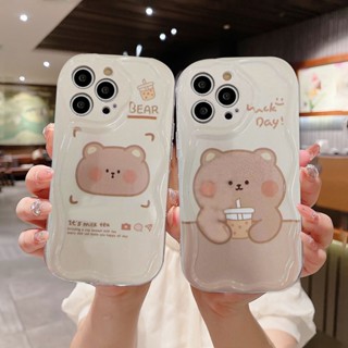 เคสโทรศัพท์มือถือ ขอบโค้ง ลายการ์ตูนหมีชานมไข่มุก 3D แวววาว สําหรับ VIVO Y20 Y21 Y16 Y12S Y12 Y56 Y02A Y15S Y22 Y22S Y35 Y15C Y91C Y21A 2021