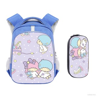 Kira Sanrio LittleTwinStars กระเป๋าดินสอ กระเป๋าเป้สะพายหลัง อเนกประสงค์ ขนาดใหญ่ จุของได้เยอะ พิมพ์ลาย ระบายอากาศ สําหรับผู้หญิง และผู้ชาย